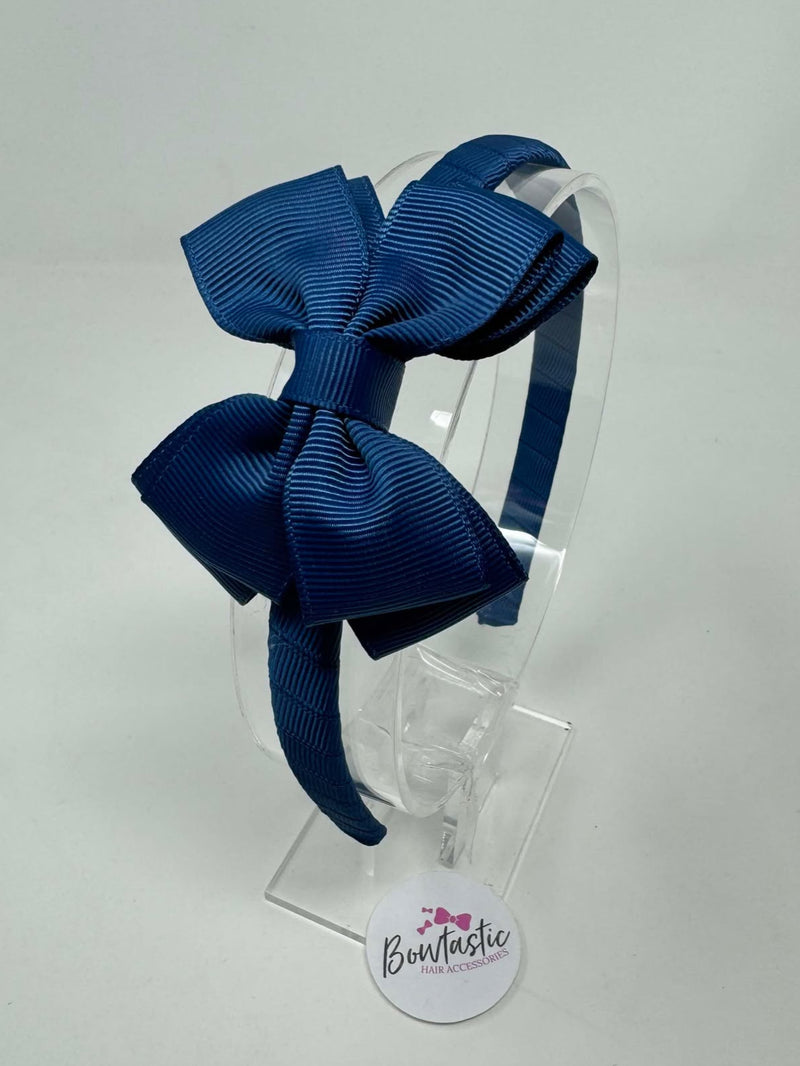 3 Inch Butterfly Bow Alice Band - Light Navy