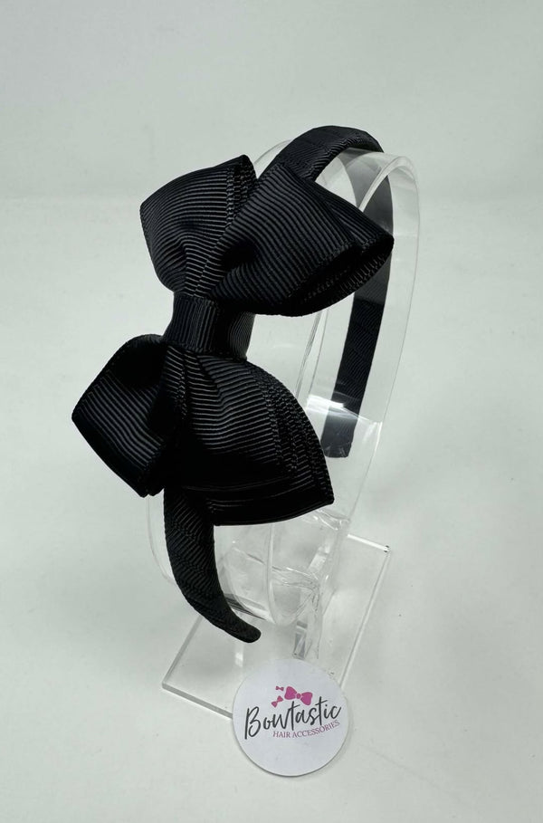 3 Inch Butterfly Bow Alice Band - Black