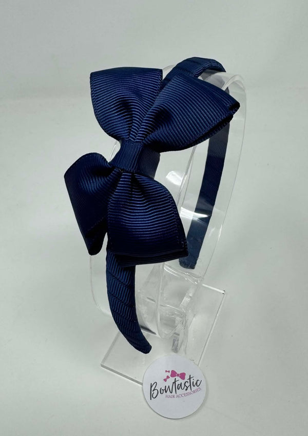 3 Inch Butterfly Bow Alice Band - Navy