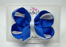 4 Inch 2 Layer Bow - Royal Blue & White