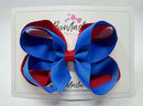 4 Inch 2 Layer Bow - Royal Blue & Red