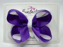 4 Inch 2 Layer Bow - Purple & White