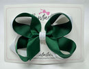 4 Inch 2 Layer Bow - Forest Green & White