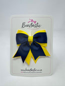 3 Inch Tail Bow - Navy & Daffodil