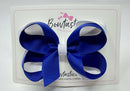 4 Inch 2 Layer Bow - Cobalt & White