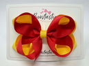 4 Inch 2 Layer Bow - Red & Yellow Gold
