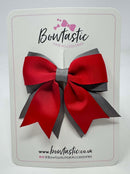 3 Inch Tail Bow - Red & Silver