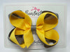 4 Inch 2 Layer Bow - Yellow Gold & Metal Grey