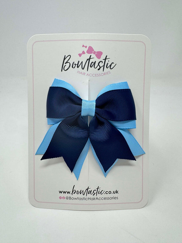 3 Inch Tail Bow - Navy & Blue Mist
