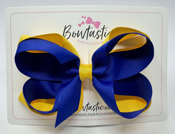 4 Inch 2 Layer Bow - Cobalt & Yellow Gold