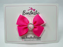 3 Inch Butterfly Gem Bow - Hot Pink & Pearl Pink