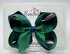 4 Inch 2 Layer Bow - Forest Green & Navy