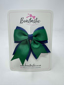 3 Inch Tail Bow - Forest Green & Navy