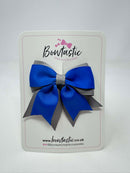 3 Inch Tail Bow - Royal Blue & Silver
