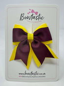 3 Inch Tail Bow - Burgundy & Daffodil