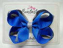 4 Inch 2 Layer Bow - Royal Blue & Silver