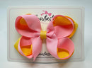 4.5 Inch Bow 2 Layer - Rose Pink & Buttercup