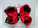 4 Inch 2 Layer Bow - Red & Black
