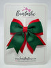 3 Inch Tail Bow - Forest Green & Red