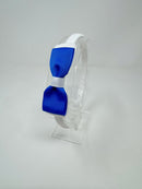 3 Inch Flat Bow Alice Band - Royal Blue & White