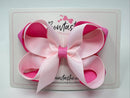 4.5 Inch Bow 2 Layer - Powder Pink & Rose Bloom