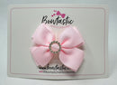 3 Inch Butterfly Gem Bow - Powder Pink