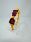 3 Inch Flat Bow Alice Band - Burgundy & Yellow Gold