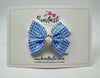 3 Inch Gem Butterfly Bow - Light Blue & White Gingham