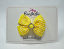3 Inch Gem Butterfly Bow - Yellow Gingham
