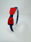 3 Inch Flat Bow Alice Band - Navy & Red