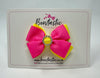 3 Inch Butterfly Gem Bow - Hot Pink & Lemon