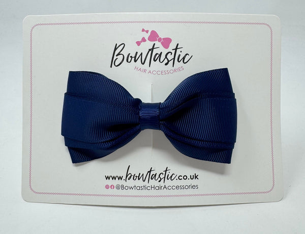 3.5 Inch Double Layer Tuxedo Bow - Navy