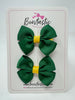 2.5 Inch Butterfly Bow - Forest Green & Yellow Gold - 2 Pack