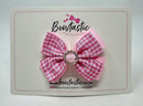 3 Inch Gem Butterfly Bow - Pink Gingham
