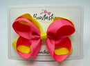 4.5 Inch Bow 2 Layer - Hot Pink & Lemon