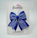 3 Inch Flat 2 Layer Tail Bow - Cobalt & Royal Blue Gingham