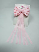 4 Inch Streamer Tail Bow - Powder Pink