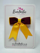 2.75 Inch Tail Bow - Burgundy & Yellow Gold