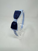 3 Inch Flat Bow Alice Band - Navy & Bluebell