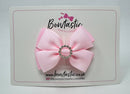 3 Inch Butterfly Gem Bow - Pearl Pink & Powder Pink