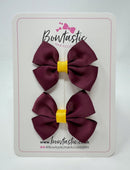 2.5 Inch Butterfly Bow - Burgundy & Yellow Gold - 2 Pack