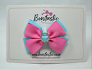 3 Inch Butterfly Gem Bow - Geranium Pink & Ocean Blue