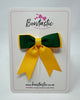 2.75 Inch Tail Bow - Forest Green & Yellow Gold