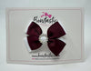 3 Inch Butterfly Gem Bow - Burgundy & White
