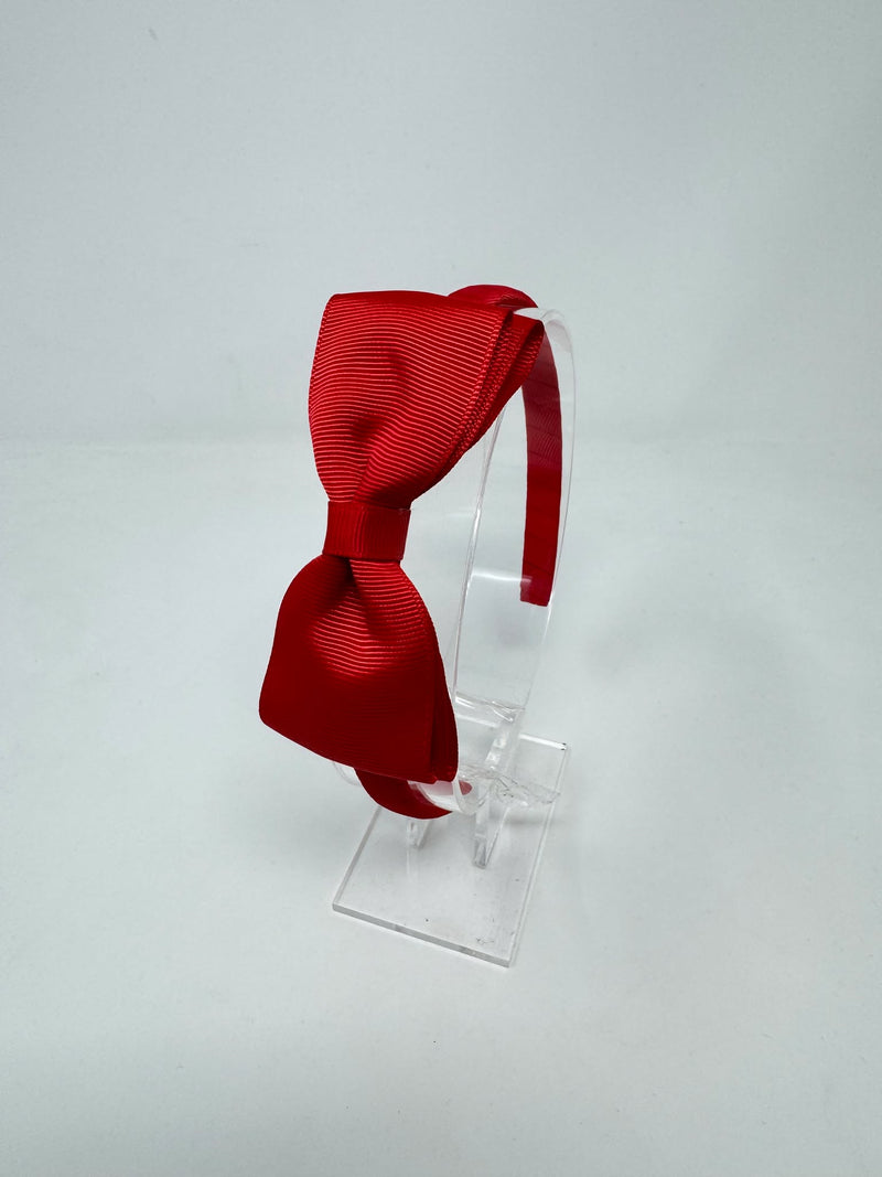 4 Inch Flat Bow Alice Band - Red