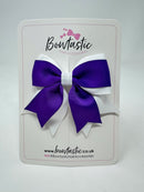 3 Inch Tail Bow - Purple & White