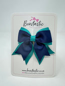 3 Inch Tail Bow - Navy & Jade Green