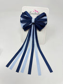 4 Inch Streamer Tail Bow - Navy & Bluebell