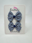 2.5 Inch Butterfly Bows - Navy Gingham - 2 Pack