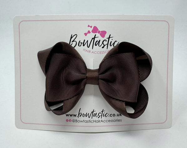 3.5 Inch Tuxedo Double Bow - Brown
